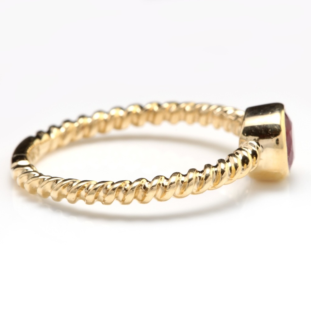 Splendid Natural Ruby 14k Solid Yellow Gold Ring - image 3